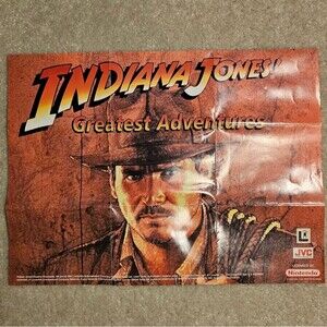 VTG Indiana Jones Greatest Adventures Promo Poster/Insert SNES JVC Nintendo